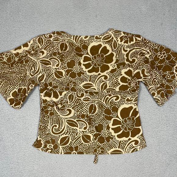 Roxy Womens Size M Boho V-Neck Flowy Sleeves Top Floral Swirl y2k - Picture 2 of 12